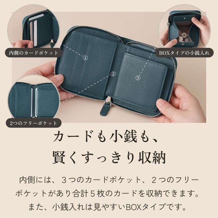 LIB] ラウンドファスナー二つ折り財布 撥水オリジナルレザー 牛本革