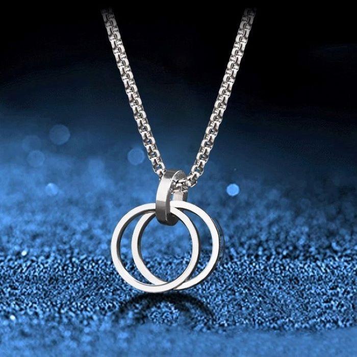 ★ダブルリングネックレス　レディースメンズ　オシャレ　綺麗 ネックレス ダブルリング リング メンズ レディース ユニセックス
