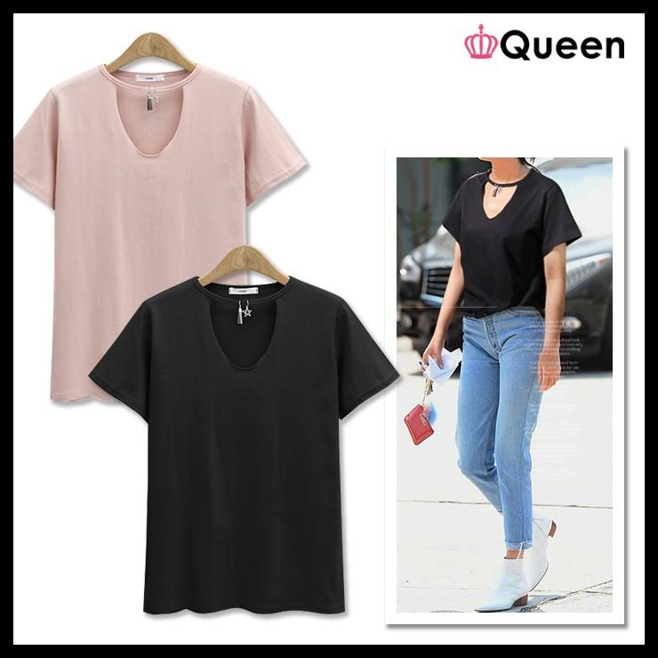 大きいサイズの服 レディース チョーカーｔシャツ 半袖ｔシャツ アクセサリー 無地 Ll 3l 4l 5l 6l Pセール 大きいサイズの服レディース Queen 通販 Yahoo ショッピング