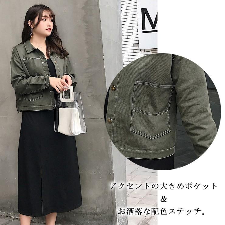 大きいサイズ レディース Gジャン デニムジャケット 薄手 ブルゾン Ll 3l 4l 5l アイボリー カーキ 19年 春 新入荷 ネコポス可 843 大きいサイズの服レディース Queen 通販 Yahoo ショッピング