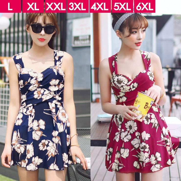 大きいサイズ ワンピース水着 花柄 ボクサーパンツ一体型 L Ll 3l 4l 5l 6l 7l ネイビー レッド 新入荷 ネコポス不可 M002 大きいサイズの服レディース Queen 通販 Yahoo ショッピング