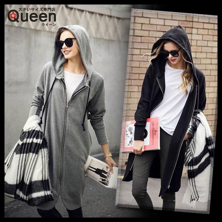 大きいサイズの服 レディース ロングパーカー ジップアップパーカー ジップパーカー 長袖 薄手 無地 ロング丈 Ll 2l 3l 4l 5l 6l 春夏 秋冬 Qt246 大きいサイズの服レディース Queen 通販 Yahoo ショッピング