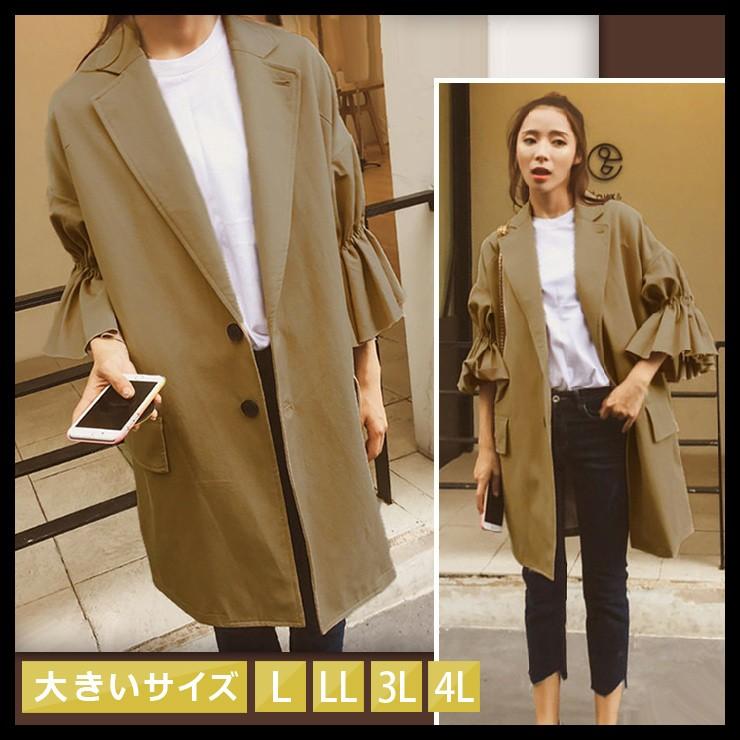 大きいサイズ レディース トレンチコート スプリングコート オーバーコート 七分袖 L Ll 3l 4l ベージュ 18春 新入荷 ネコポス不可 Pセール T1186 大きいサイズの服レディース Queen 通販 Yahoo ショッピング