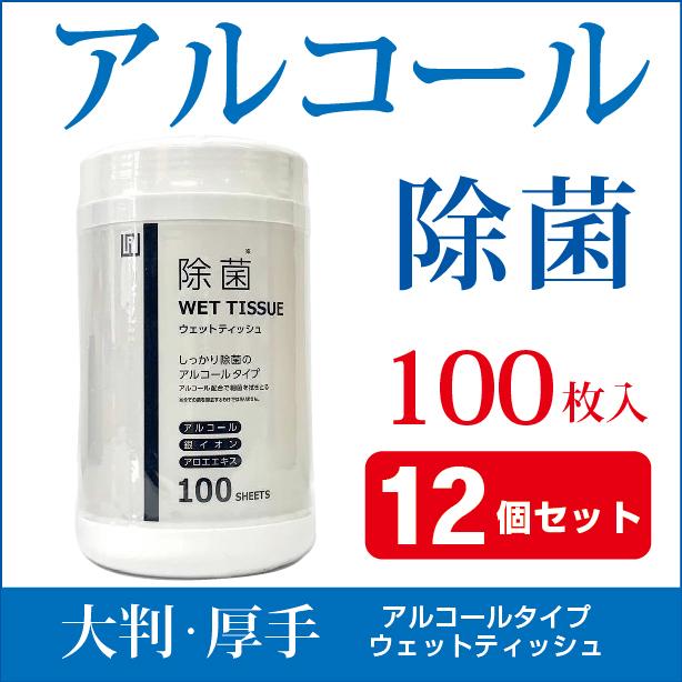 12個セット】ウェットティッシュ アルコール 除菌 ボトル 100枚入 除菌