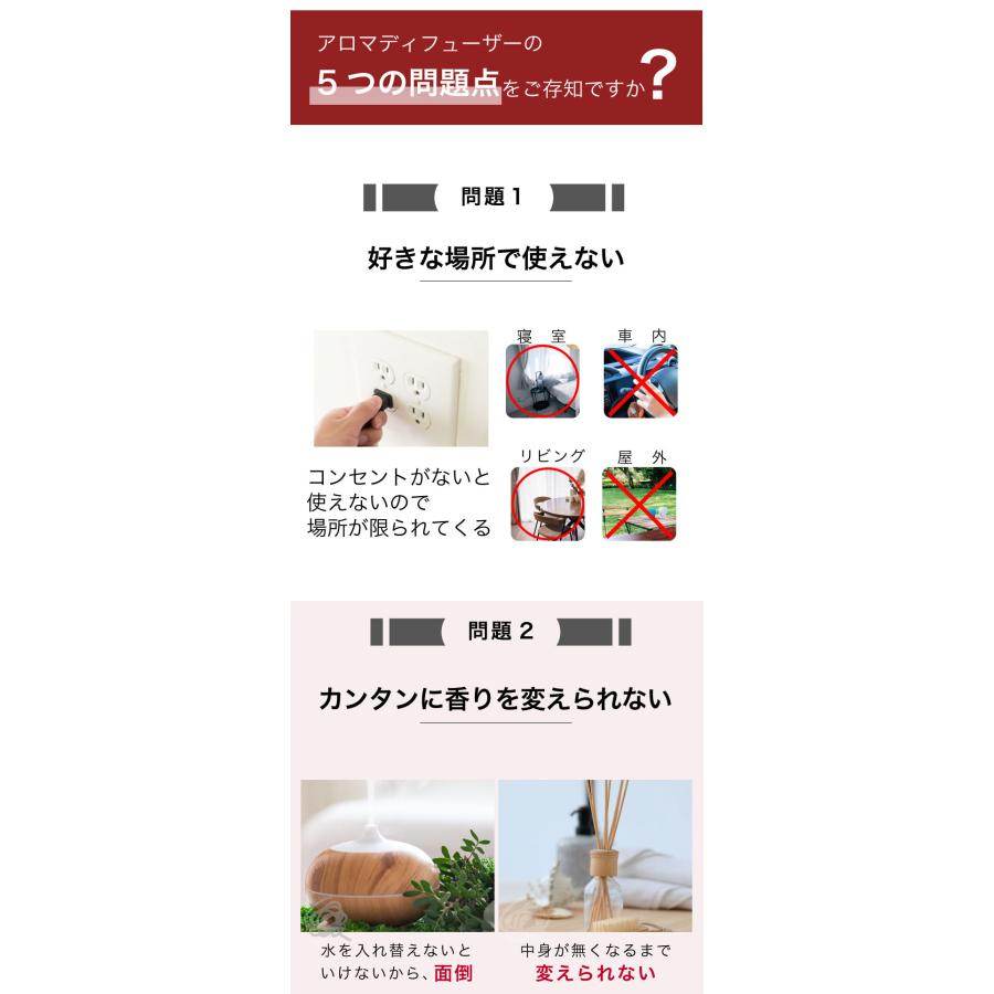 簡単操作アロマディフューザー コードレス 水を使わない