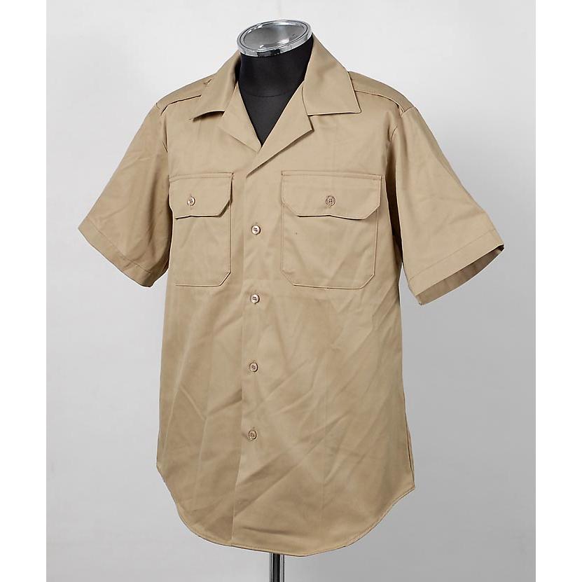 アメリカ陸軍 U.S.ARMY ベージュ 厚手生地 半袖ドレスシャツ 新品 AMY 