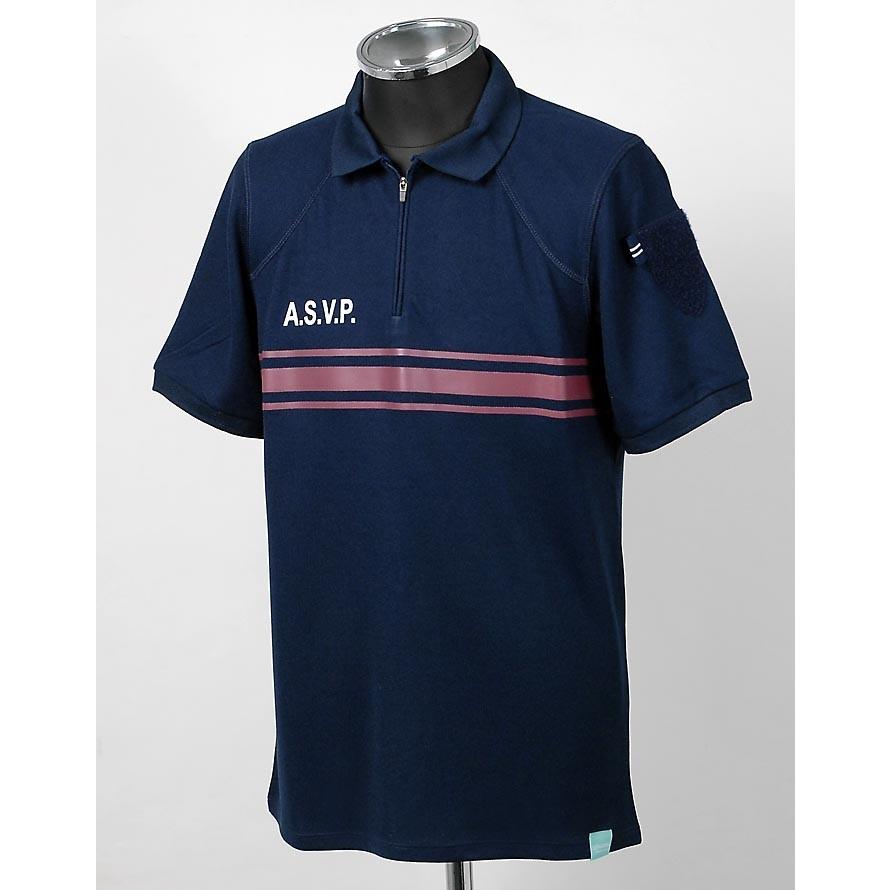フランス警備隊 ASVP ネイビー レッドストライプ ハーフジップ 