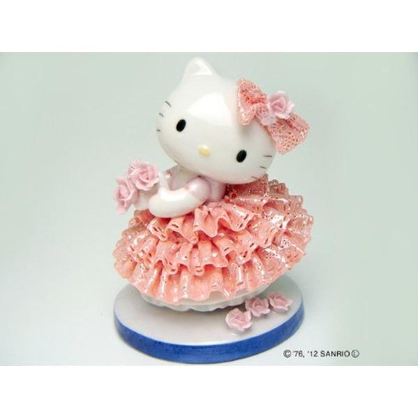 特売 〔ピンク〕 レースドール/陶製人形 ハローキティ Kitty HeLLo 磁器 日本製〔代引不可〕 高さ14×ベース径11cm ぬいぐるみ