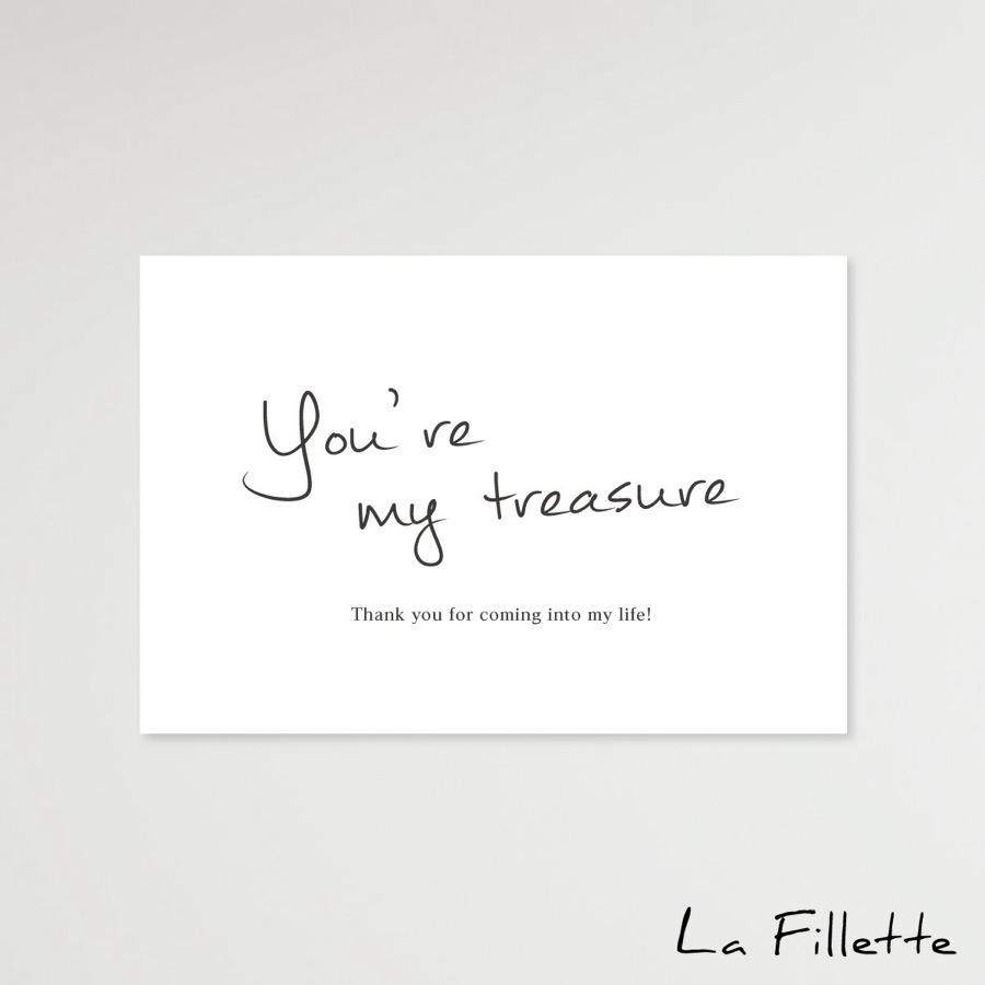メッセージカード you're my treasure ポストカード はがき おしゃれ