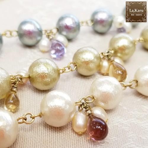 コットンパールネックレス制作キット【La,Karuラ・カル自由が丘発