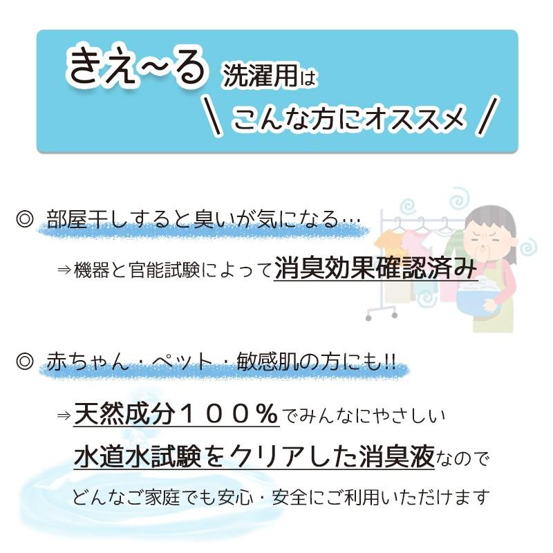 洗濯用 消臭剤 きえーる 洗濯用 4L 詰替 部屋干し 物干し 室内干し 生乾き臭 環境大善 天然成分 無香料｜la-kurasu｜03