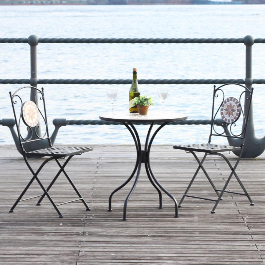 【2脚セット】折りたたみガーデンチェア 素焼き調モザイク 星柄 2脚セット】折りたたみガーデンチェア 素焼き調モザイク 星柄 園芸用品