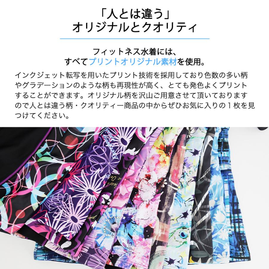 フィットネス水着3点セット(帽子付き) ネイビーにオシャレな花柄 Lサイズ フィットネス水着 プリント 半袖 袖付き レディース キャップ付き