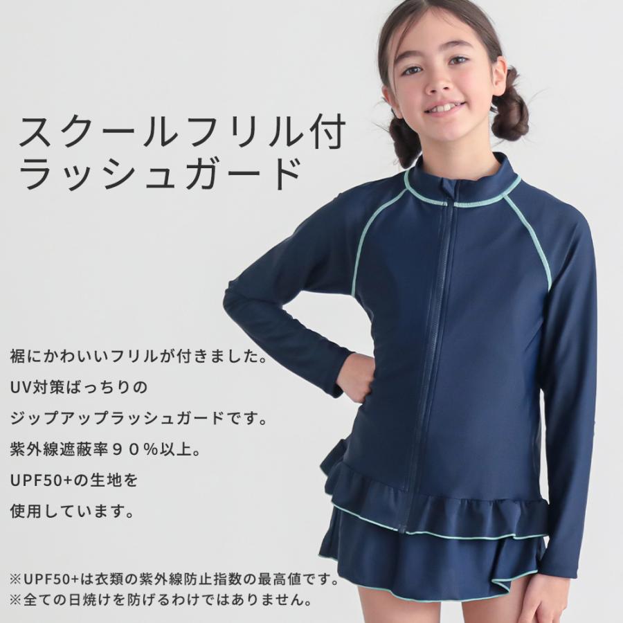 ラッシュガード キッズ スクール 水着 ジップアップ 紫外線対策 女の子