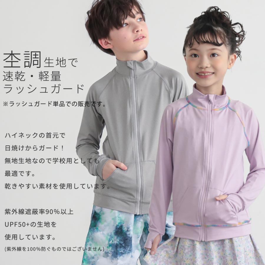 ラッシュガード キッズ 子供 無地 ジップアップ ラッシュジップ 水着