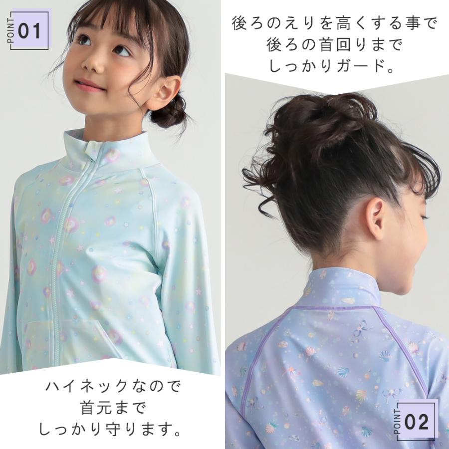 ラッシュガード キッズ ハイネック 子供 女の子 UVカット 紫外線対策