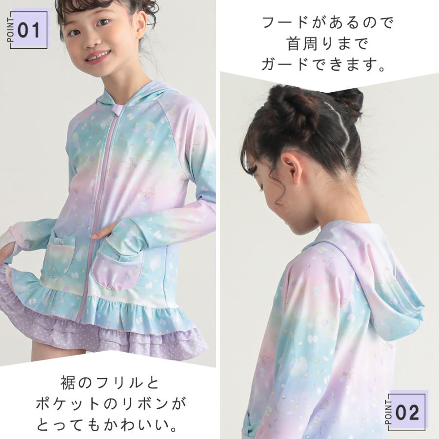 ラッシュガード キッズ 子供 女の子 UVカット 紫外線対策 フリル