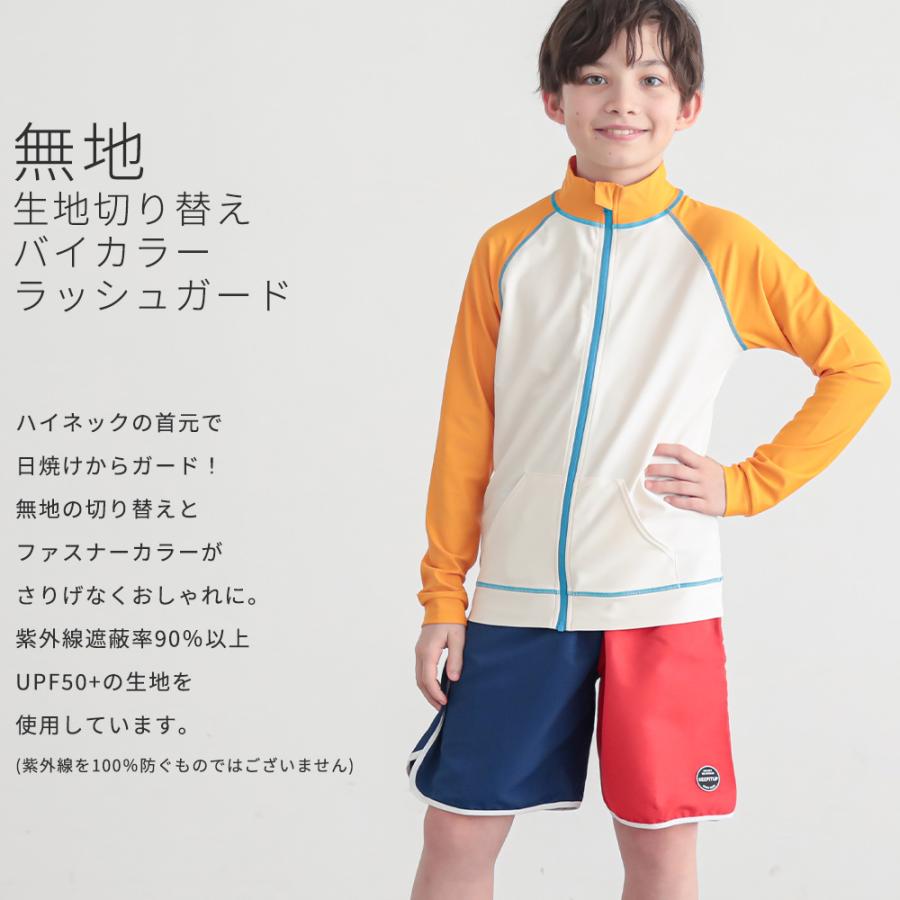 ラッシュガード キッズ ジップアップ フルオープン 男の子 長袖 子供