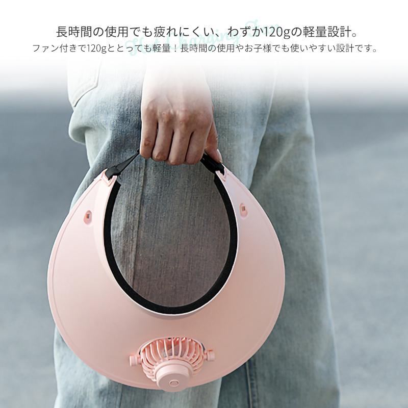 ファン付きサンバイザー 3段階風量 USB充電式 扇風機 サンバイザー