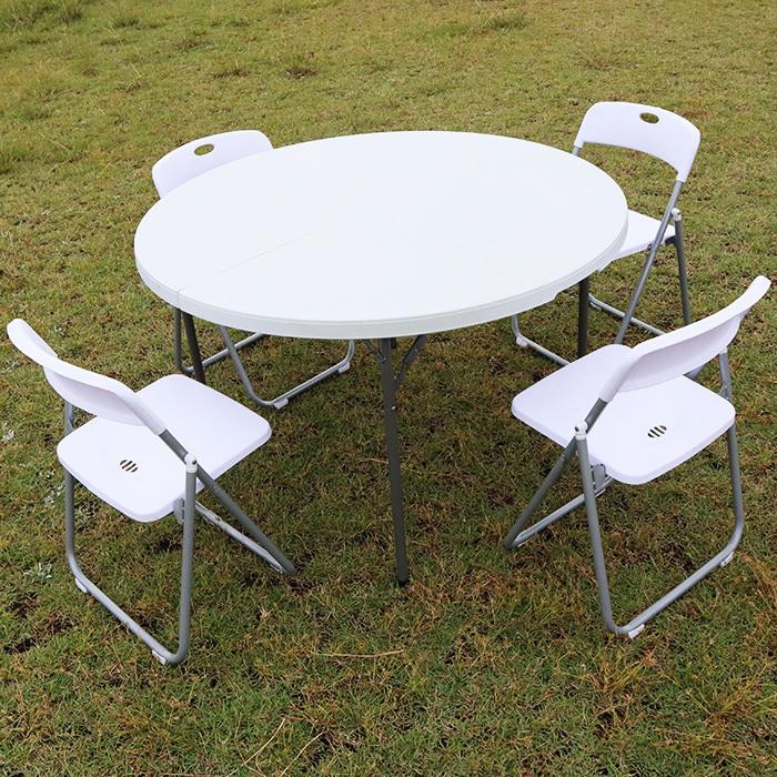 テーブル アウトドアテーブル 折りたたみ 頑丈 円形 Φ120cm レジャーテーブル 丸テーブル 折り畳み式 バーベキュー BBQ ###テーブルZY122-WH###