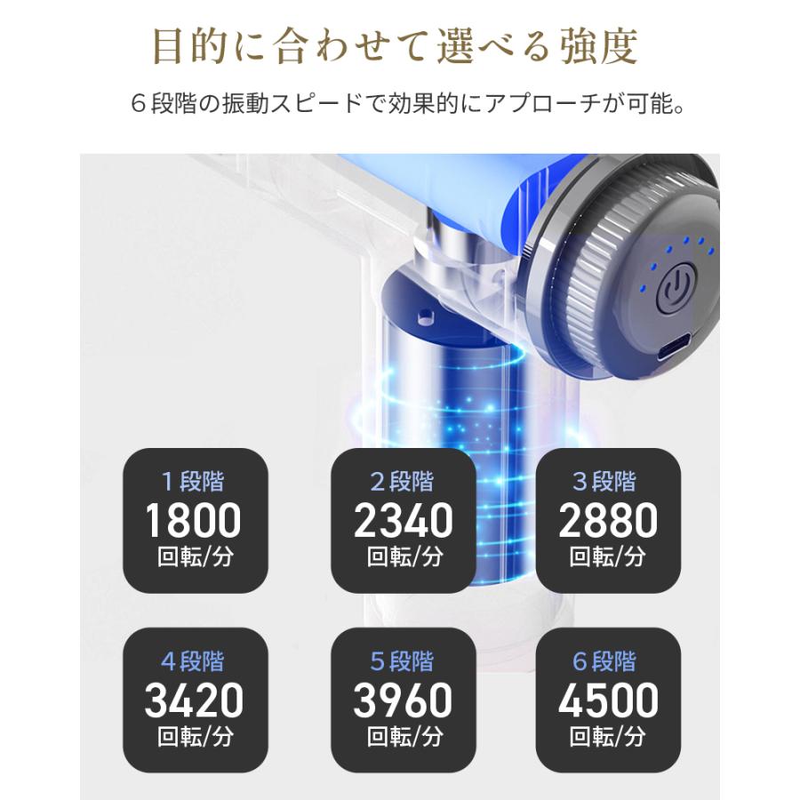マッサージガン 4種類ヘッド 6段階調整 ハンディ 筋膜リリース 電動 筋