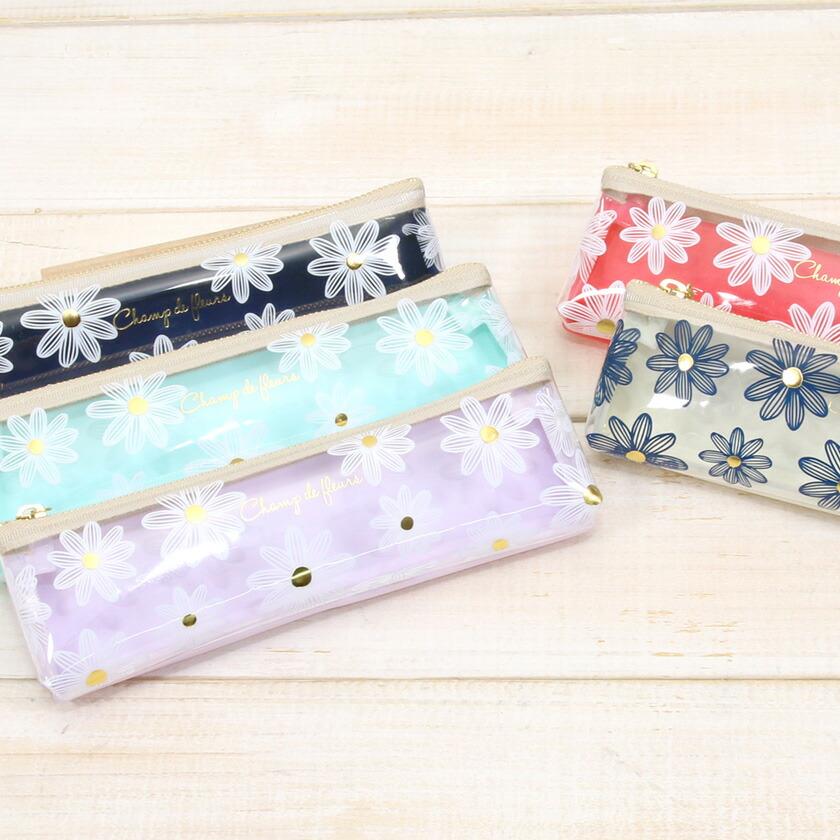 ペンケース モンシュシュ 透明ポーチ スリム コンパクト 筆箱 おしゃれ