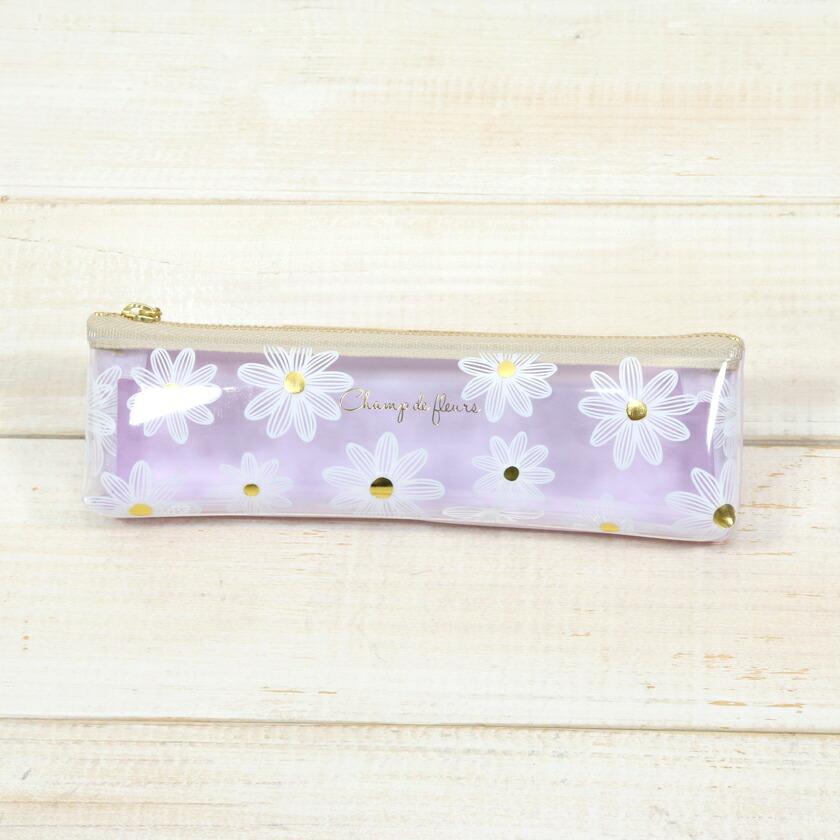 ペンケース モンシュシュ 透明ポーチ スリム コンパクト 筆箱 おしゃれ