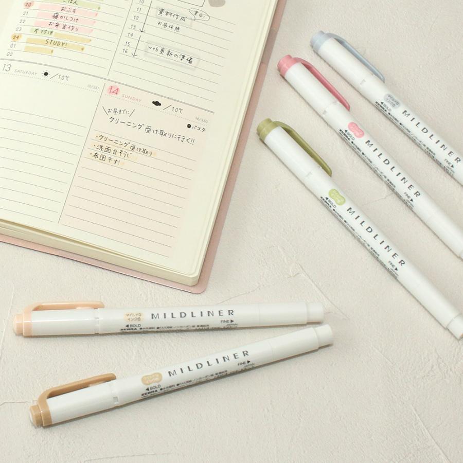 ゼブラ 水性マーカー マイルドライナー ナチュラルマイルド 5色セット