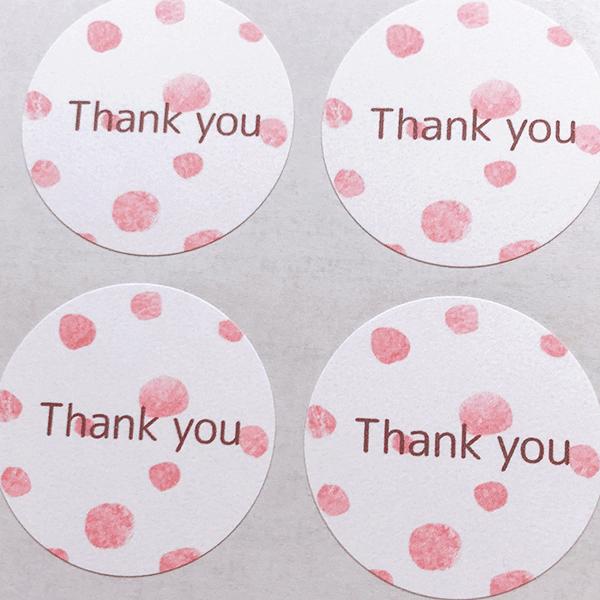 ピンクドット サンキューシール ギフトシール ステッカー プレゼント ラッピング かわいい メッセージ カード 梱包 ありがとう
