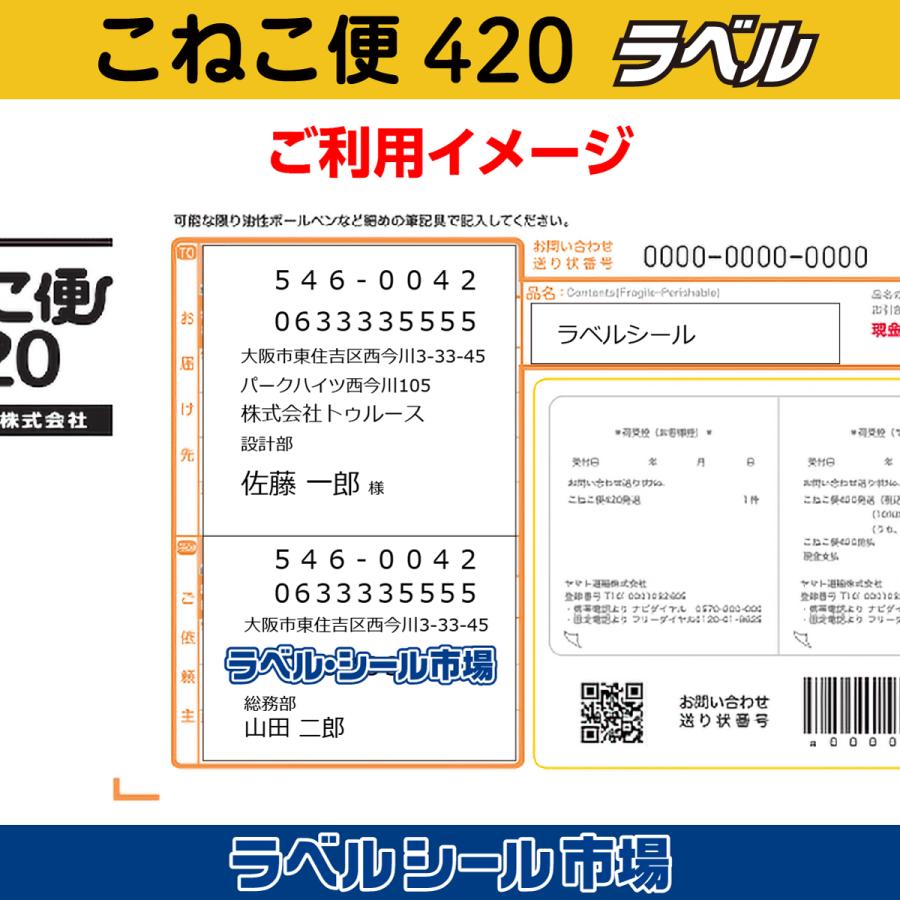 こねこ便420 100枚セット こねこ便420宛名ラベルシール 100枚 テンプレート付 日本製 送料