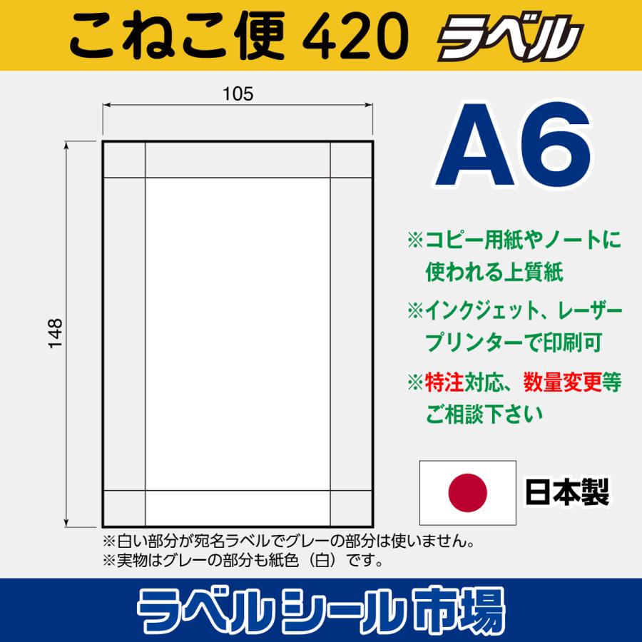 こねこ便420宛名ラベルシール 100枚 テンプレート付 日本製 送料