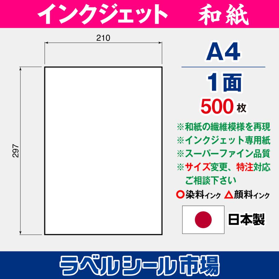 ラベルシール 和紙 インクジェット スーパーファイン A4 ノーカット