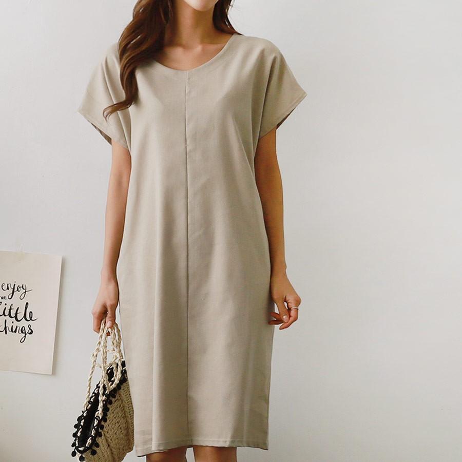 リネンワンピース 無地 フレンチスリーブ ワンピース Korcoth128 Labelle 通販 Yahoo ショッピング