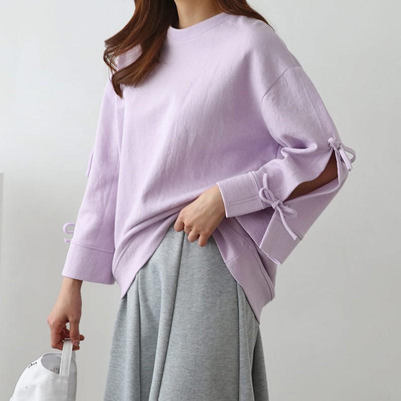 リボンTシャツ カットソー  長袖 カラフル トップス