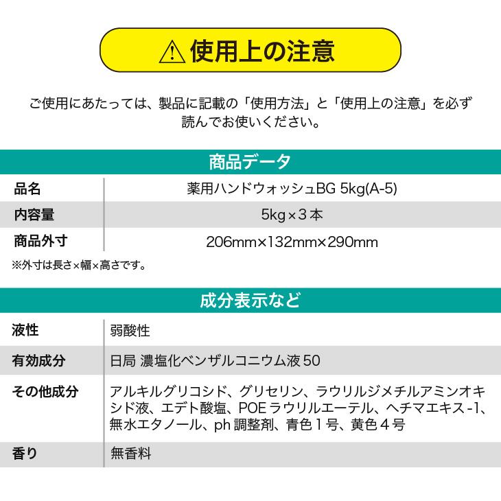 「薬用ハンドウォッシュBG」セット：5kg×3本＋ボトル1本＋手洗いマニュアル｜labelseal｜05