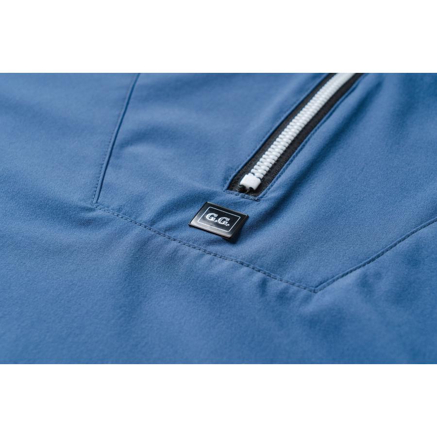 メンズ 作業服 春夏用 G.G. 半袖Tシャツ ハーフジップ 胸ポケット無 0375-64 ブルーグレー 桑和 作業着 ポロシャツ | G.G. | 04