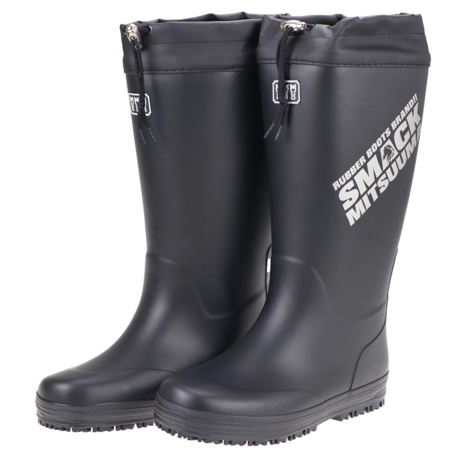 ミツウマ メンズ 紳士 防寒長靴 冬 雪 寒冷地仕様 太型タイプ レインブーツ 滑りにくい スマック2210 ブラック 黒 | 