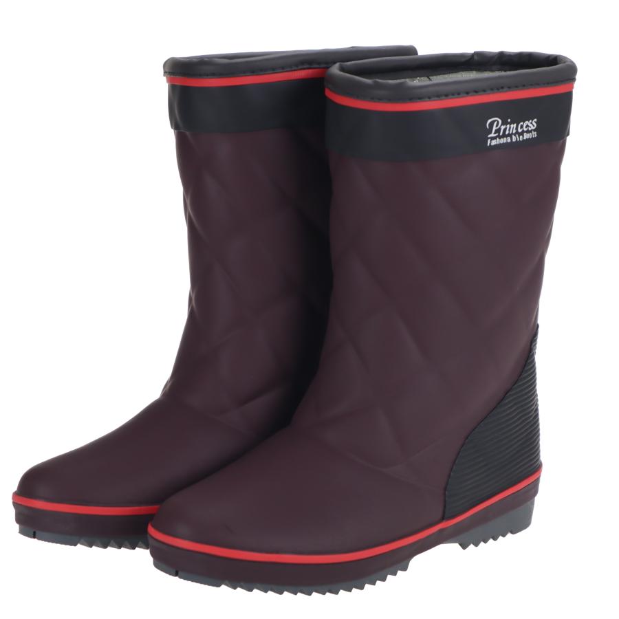 防寒ブーツ レディース 東邦ゴム U090 ブラウン 滑りにくい長靴 防寒長靴 レインブーツ 寒冷地仕様 冬 雪 キルティングデザイン | 