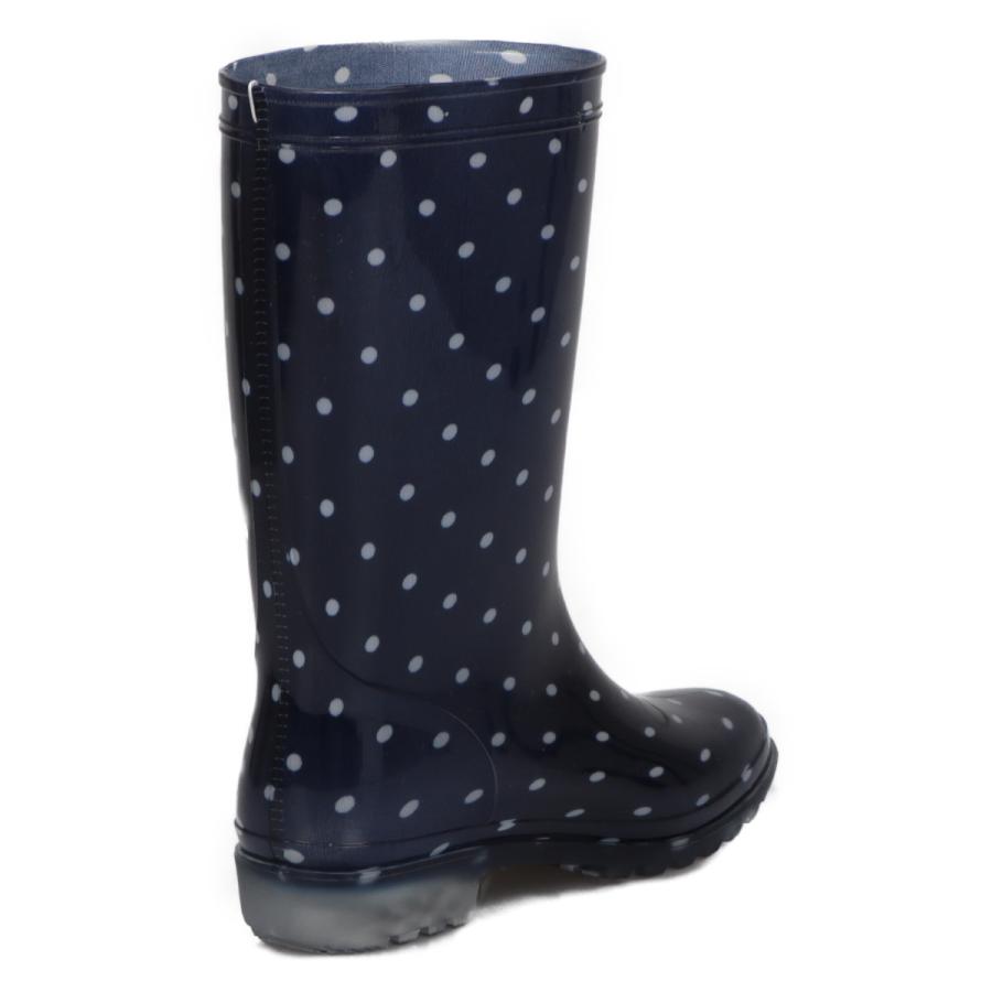 モンフレール レディース 女性用 長靴 かわいい ロング 丈 レインブーツ ガーデニング 園芸など LB8120 ドットネイビー |  | 02