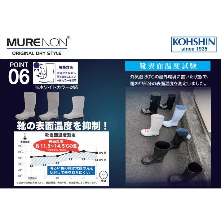 【暑熱対策】レディース 長靴 レインブーツ 弘進ゴム ムレノン LT03 白 シロ ホワイト 農家 農作業 酪農 暑さ対策 蒸れ対策 暑熱対策 夏場 |  | 08
