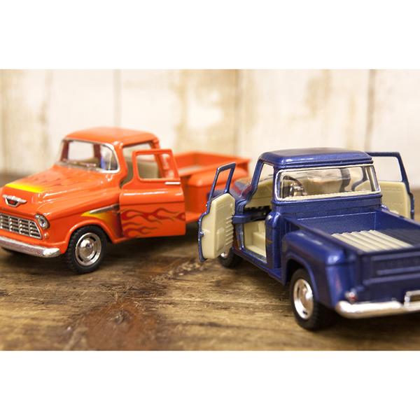 GM公式ライセンス品 ミニカー ダイキャスト プルバック式 1955 シボレー(シェビー) ステップサイド ピックアップ w/printing 1/32(M) |  | 03