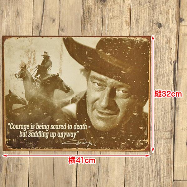 メタルサイン John Wayne ジョン・ウェイン ビンテージ調 看板 32cm×41cm ■ デューク Duke 映画 インテリア ブリキ 看板 アメリカ雑貨 壁掛け |  | 04