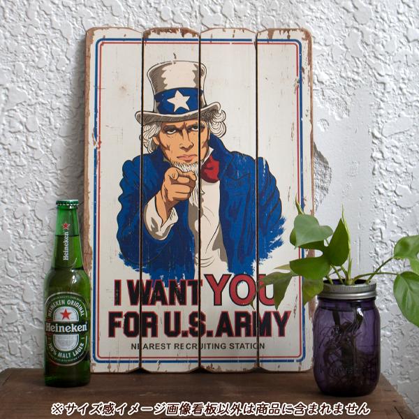 アンクルサム 木製看板 ヴィンテージ加工 ウッドサインボード I WANT 