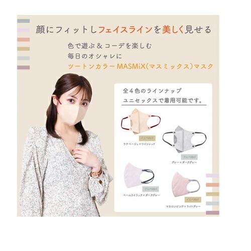川本産業】MASMIX/マスミックス 3D立体型マスク ラテベージュ×ワイン