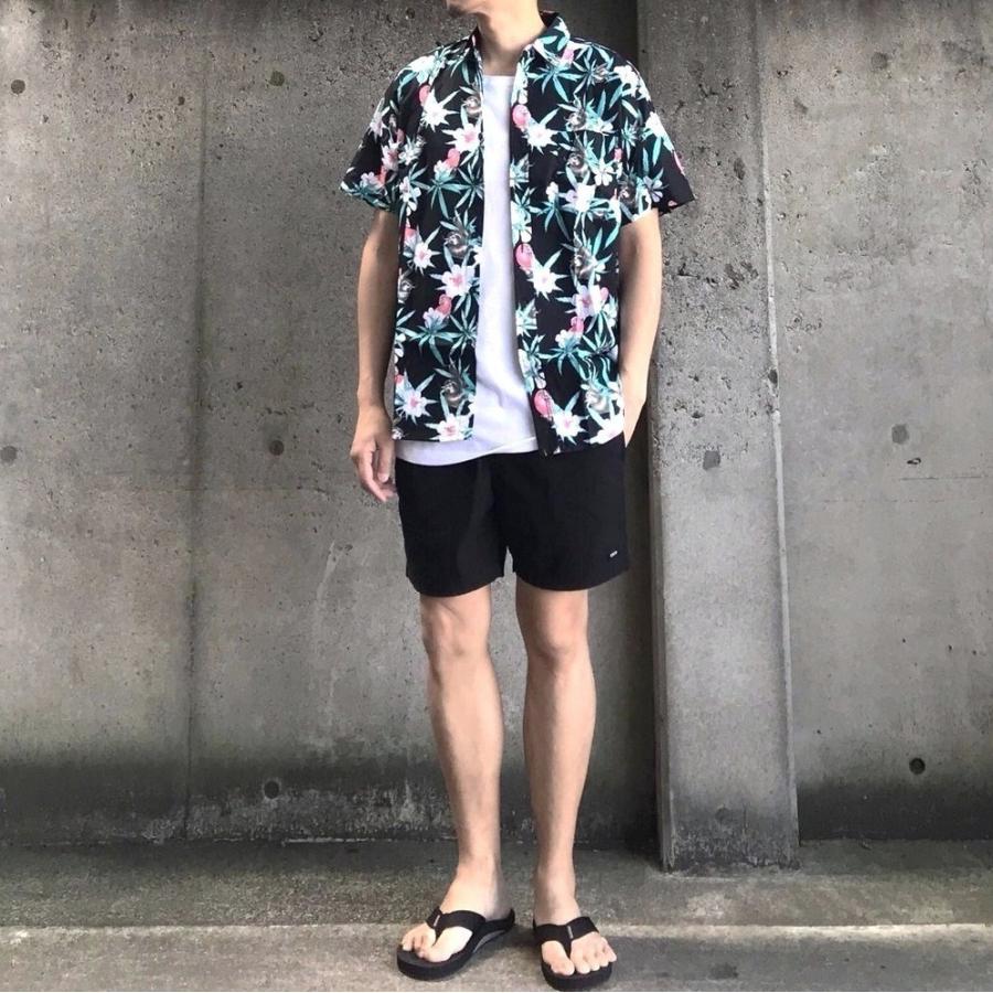 UNIF ユニフ BAD ACID シャツ アロハシャツ STONEY PARADISE BUTTON UP - BLACK (80%OFF)｜labo04onlineshop｜04