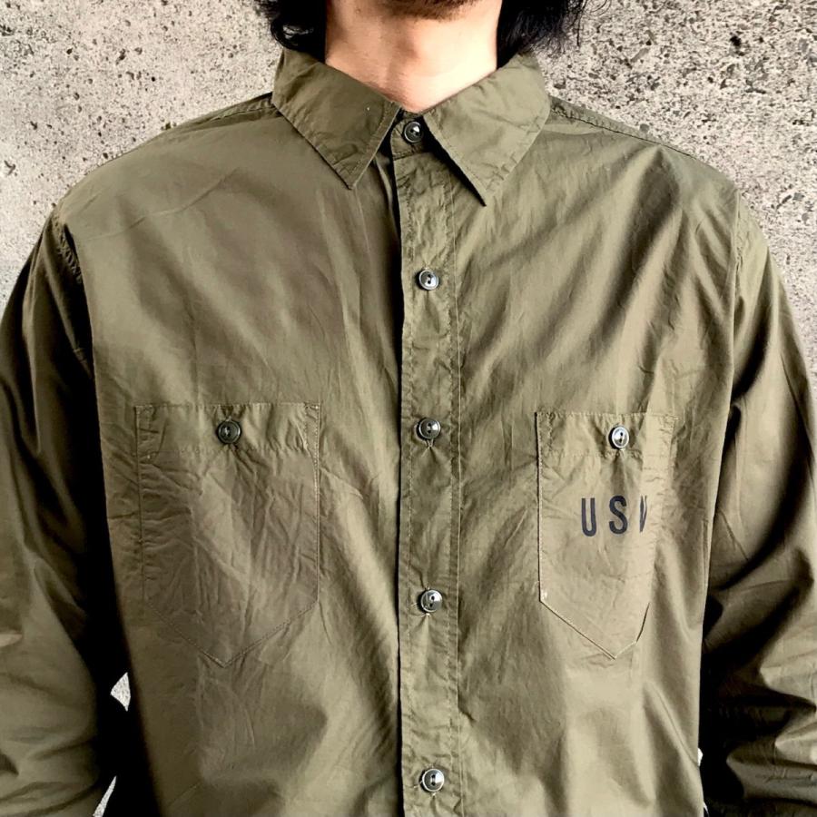 HOUSTON（ヒューストン） ミリタリー ポプリン シャツ US NAVY 40369
