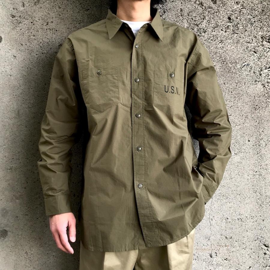HOUSTON（ヒューストン） ミリタリー ポプリン シャツ US NAVY 40543
