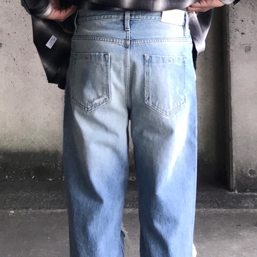 内祝い スタンプド メンズ デニムパンツ ボトムス Denim pants Black