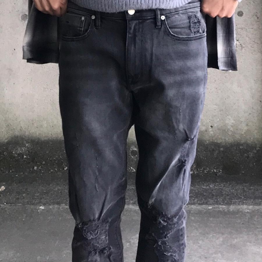 STAMPD ダメージ加工 スキニーデニムパンツ 黒 STAMPD ダメージ加工 スキニーデニムパンツ 黒