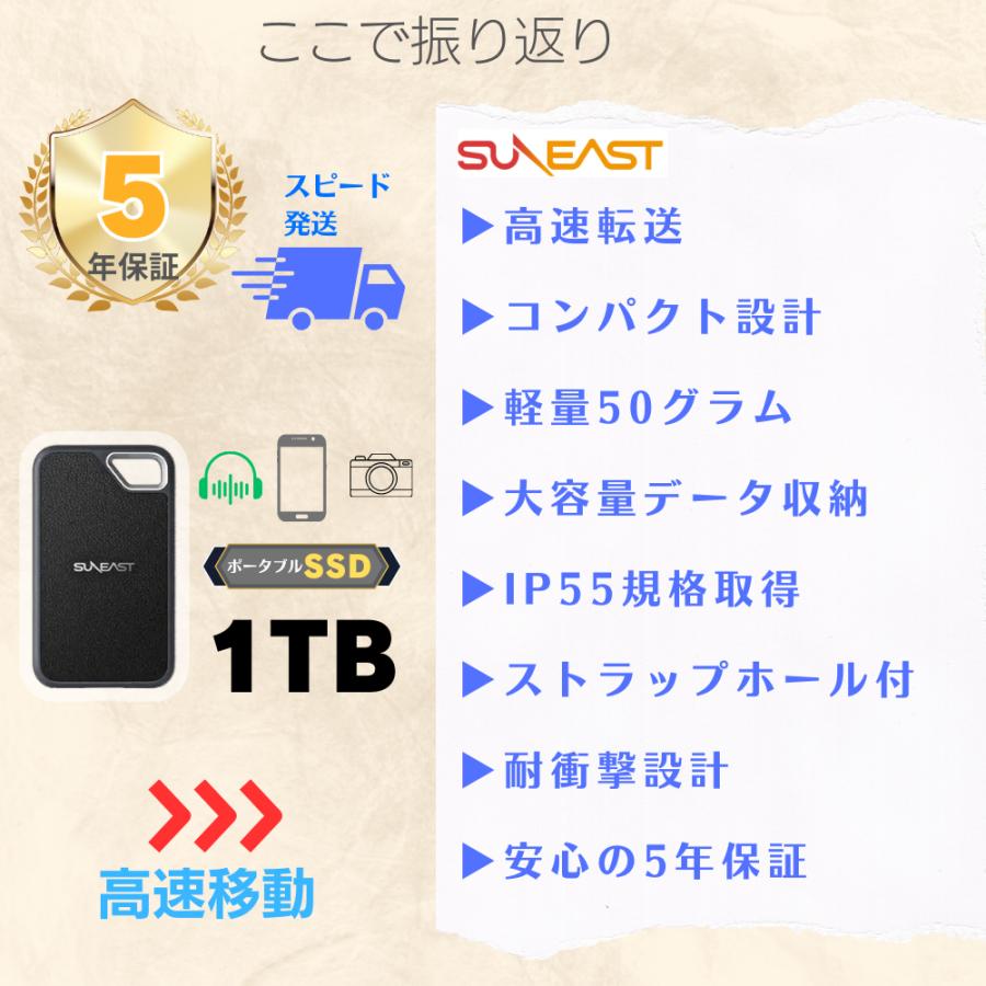 SUNEAST ポータブルSSD 1TB ULTIMATE PRO GOLD 高速転送 大容量 軽量